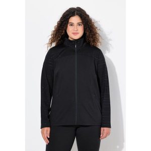 Damskie Bluza dresowa powerstretch stójka odblaski. Czarne bluzy Ulla Popken, plus size, bez wzorów, z dresówki, bez kaptura. W wyprzedaży za 223,99 zł.