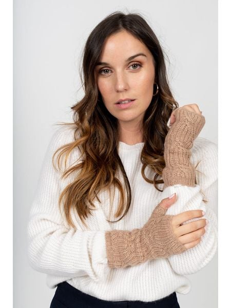 Perfect Cashmere Kaszmirowe mitenki "Jelo" w kolorze beżowym rozmiar: onesize. Brązowe rękawiczki Perfect Cashmere, bez wzorów, z kaszmiru. Za 161,34 zł.