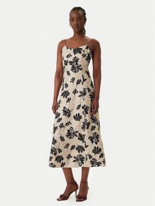 Vero Moda Sukienka letnia Jennifer 10341972 Beżowy Regular Fit. Brązowe kombinezony Vero Moda, na lato, xl, bez wzorów, z wiskozy, bez kołnierzyka, bez ramiączek. Za 179,99 zł.