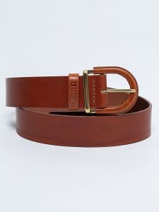 BIG STAR Skórzany pasek w kolorze jasnobrązowym rozmiar: L. Brązowe paski Big Star, bez wzorów, z materiału, retro. Za 129,99 zł.