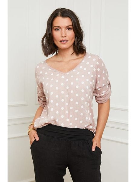 Curvy Lady Lniana bluzka w kolorze jasnoróżowym rozmiar: 40/42. Różowe bluzki Curvy Lady, bez wzorów, ze lnu, klasyczne, bez kołnierzyka, bez ramiączek. Za 118,56 zł.