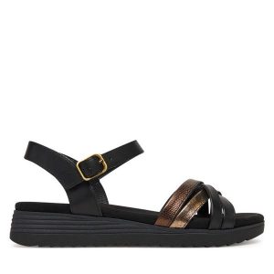 Sandały Lasocki. Czarne sandały Lasocki, bez wzorów, bez obcasa, na koturnie, bez zapięcia. Za 159,99 zł.
