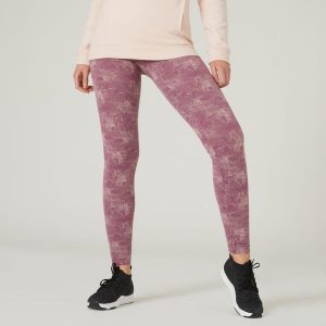 Legginsy fitness damskie Domyos. Niebieskie legginsy DOMYOS, bez wzorów, z bawełny. Za 59,99 zł.