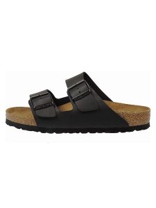 Birkenstock Klapki "Arizona" w kolorze czarnym rozmiar: 36. Czarne klapki Birkenstock, bez wzorów, z otwartym noskiem, bez obcasa. Za 284,82 zł.