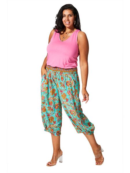 Aller Simplement Kuloty w kolorze turkusowym rozmiar: 46/48. Niebieskie spodnie z wysokim stanem Aller Simplement, bez wzorów, z podwyższonym stanem. Za 66,00 zł.