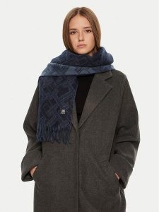 Tommy Hilfiger Szalik AW0AW16650 Granatowy. Niebieskie rękawiczki TOMMY HILFIGER, bez wzorów, z materiału. Za 459,99 zł.