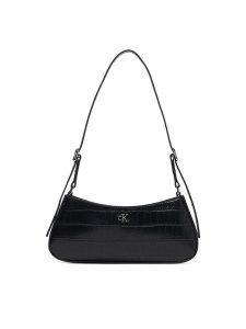 Calvin Klein Torebka Ck Croc Small Shoulder Bag LV04F3906G Czarny. Czarne torebki klasyczne Calvin Klein, bez wzorów, ze skóry, bez dodatków. Za 449,99 zł.