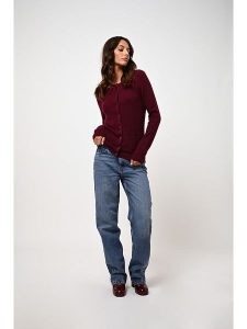 AUTHENTIC CASHMERE Kaszmirowy kardigan "Caron" w kolorze bordowym rozmiar: L. Czerwone kardigany AUTHENTIC CASHMERE, l, bez wzorów, z kaszmiru, bez ramiączek. Za 369,99 zł.