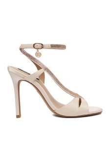 Nine West Sandały EO-LS1005252-1 Écru. Sandały Nine West, bez wzorów, z materiału, bez obcasa, na szpilce, bez zapięcia. Za 279,99 zł.