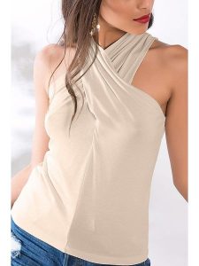 Milan Kiss Top w kolorze beżowym rozmiar: XL. Brązowe topy Milan Kiss, xl, bez wzorów, bez kołnierzyka, bez ramiączek. Za 61,46 zł.