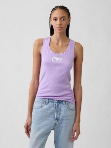 GAP Top w kolorze lawendowym rozmiar: XL. Różowe topy GAP, xl, bez wzorów, bez kołnierzyka, bez ramiączek. Za 39,77 zł.