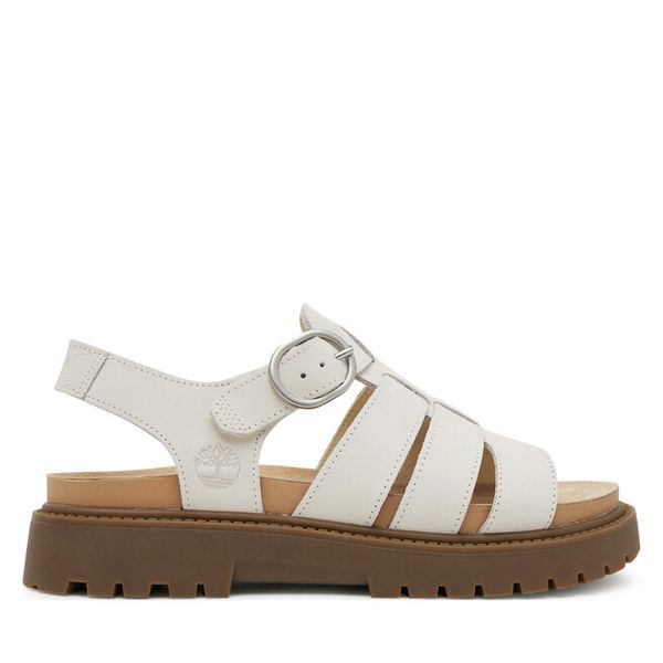 Sandały Timberland. Białe sandały Timberland, bez wzorów, bez obcasa, na płaskiej podeszwie, bez zapięcia. Za 499,99 zł.