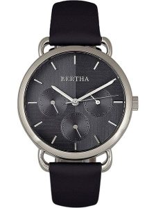 Bertha Zegarek kwarcowy "Gwen" w kolorze srebrno-czarnym rozmiar: onesize. Czarne, analogowe zegarki Bertha. Za 217,99 zł.