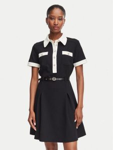 Guess Sukienka koktajlowa W6YK15 K4367 Czarny Regular Fit. Czarne sukienki Guess, m, z aplikacjami, z syntetyku, wizytowe, bez kołnierzyka, bez ramiączek. Za 654,99 zł.