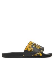 Versace Jeans Couture Klapki 77VA3SQ3 ZS834 Czarny. Czarne klapki Versace Jeans Couture, bez wzorów, z jeansu, bez obcasa. Za 219,99 zł.