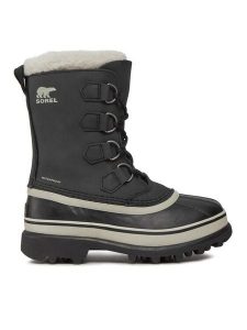 Sorel Śniegowce Caribou NL1005 Czarny. Czarne buty zimowe Sorel, z nubiku, bez obcasa, bez zapięcia. Za 439,99 zł.