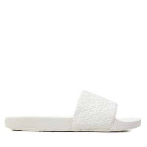 Klapki Calvin Klein. Białe klapki Calvin Klein, bez wzorów, bez obcasa. Za 169,99 zł.