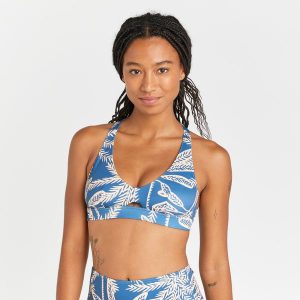 Góra kostiumu kąpielowego surfingowego damska Olaian Agatha Palmer. Bikini OLAIAN, bez wzorów. Za 89,99 zł.