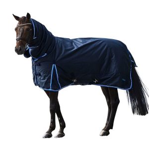 Outdoor horse blanket Horze Glasgow 150 g. Niebieskie kombinezony HORZE, bez wzorów, z tkaniny, bez kołnierzyka, bez ramiączek. Za 465,50 zł.