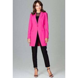 Fuksja Długi Elegancki Żakiet na Jeden Guzik. Czerwone marynarki i żakiety Katrus, l, bez wzorów, z materiału, eleganckie. Za 299,00 zł.