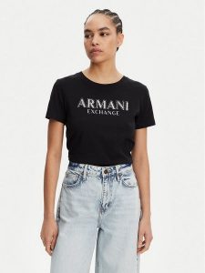 Armani Exchange T-Shirt XW000387 AF10354 UC001 Czarny Regular Fit. Czarne t-shirty Armani Exchange, l, bez wzorów, z bawełny, bez kołnierzyka, bez ramiączek. Za 169,99 zł.