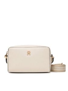 Tommy Hilfiger Torebka Th Joy Camera Bag AW0AW19060 Kremowy. Białe listonoszki TOMMY HILFIGER, bez wzorów, ze skóry, bez dodatków. Za 409,99 zł.