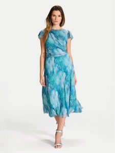 Swing Sukienka koktajlowa 5AI21300 Niebieski Regular Fit. Niebieskie kombinezony Swing, bez wzorów, z syntetyku, wizytowe, bez kołnierzyka, bez ramiączek. Za 439,99 zł.