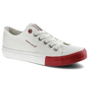 Białe Trampki Cross Jeans Damskie Lekkie Półbuty. Białe półbuty Cross Jeans, bez wzorów, z jeansu, bez obcasa, na płaskiej podeszwie, bez zapięcia. Za 89,99 zł.