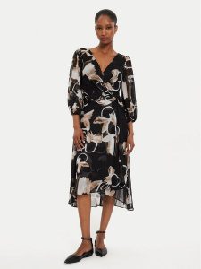 DKNY Sukienka codzienna DD4E6573 Czarny Regular Fit. Czarne kombinezony DKNY, bez wzorów, z syntetyku, bez kołnierzyka, bez ramiączek. Za 439,99 zł.