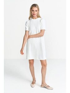 Rich & Royal Sukienka w kolorze białym rozmiar: M. Białe sukienki Rich & Royal, na co dzień, m, bez wzorów, bez kołnierzyka, bez ramiączek, mini, proste. Za 248,95 zł.