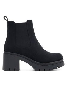 Jenny Fairy Botki VIVIANE WS6106-01 Czarny. Czarne botki Jenny Fairy, bez wzorów, z syntetyku, bez obcasa, na słupku, bez zapięcia. Za 159,99 zł.