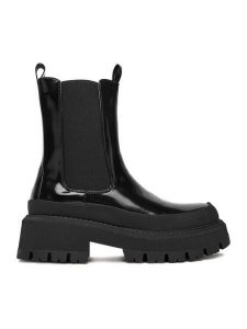 DeeZee Botki 58089-2 Czarny. Czarne botki DeeZee, bez wzorów, z materiału, bez obcasa, na płaskiej podeszwie, bez zapięcia. Za 189,99 zł.