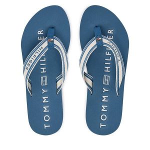Japonki Tommy Hilfiger. Niebieskie klapki TOMMY HILFIGER, bez wzorów, bez obcasa. Za 169,99 zł.