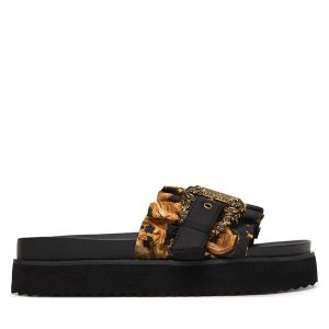 Klapki Versace Jeans Couture. Czarne klapki Versace Jeans Couture, bez wzorów, z jeansu, bez obcasa. Za 496,99 zł.