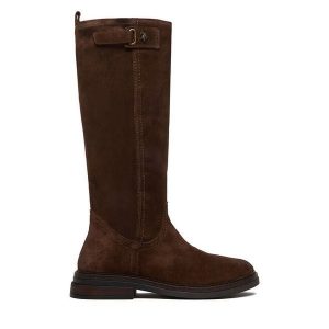 Kozaki U.S. Polo Assn. Brązowe kozaki U.S. Polo Assn., bez wzorów, bez obcasa, na płaskiej podeszwie, bez zapięcia. Za 549,99 zł.