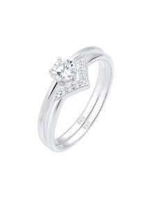 Elli Damski zestaw soliter Trójkąt z cyrkoniami w srebrze 925 Sterling Silver Pierścionki 1 ct. Szare pierścionki Elli, z cyrkonią, srebrne. Za 207,39 zł.