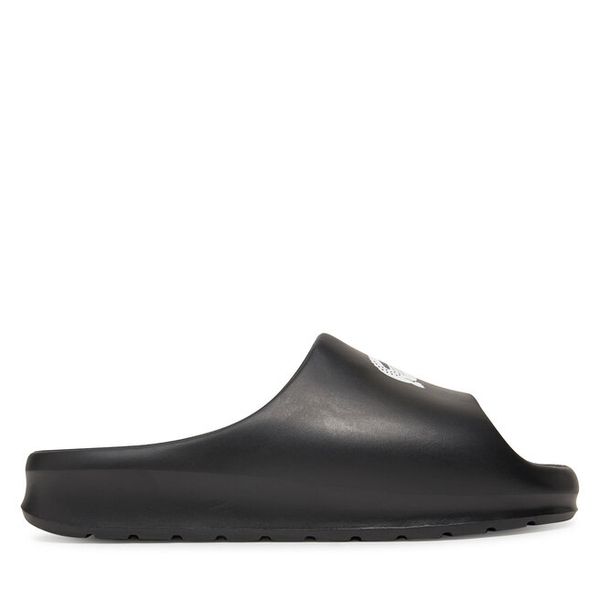 Klapki Lacoste. Czarne klapki Lacoste, bez wzorów, bez obcasa. Za 219,99 zł.