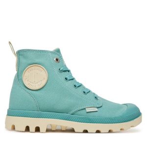 Trapery Palladium. Niebieskie buty zimowe Palladium, bez obcasa, bez zapięcia. Za 249,99 zł.