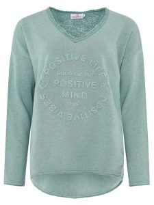 Zwillingsherz Bluza "Positive Mind" w kolorze zielonym rozmiar: L/XL. Zielone bluzy Zwillingsherz, l, bez wzorów, bez kaptura. Za 142,45 zł.