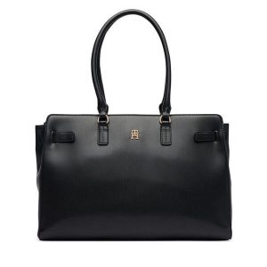 Torebka Tommy Hilfiger. Czarne shopper bag TOMMY HILFIGER, bez wzorów, bez dodatków. Za 649,99 zł.
