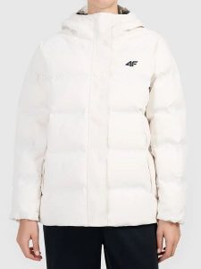 4F Kurtka zimowa w kolorze kremowym rozmiar: L. Brązowe kurtki 4f, na zimę, l, bez wzorów, z puchu, bez kaptura. Za 319,95 zł.