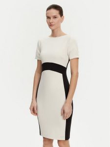 Calvin Klein Sukienka koktajlowa K20K208161 Écru Slim Fit. Kombinezony Calvin Klein, bez wzorów, z syntetyku, wizytowe, bez kołnierzyka, bez ramiączek. Za 439,99 zł.