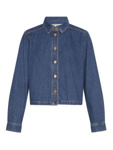 MOSS COPENHAGEN Koszula dżinsowa w kolorze granatowym rozmiar: XS/S. Niebieskie koszule Moss Copenhagen, s, bez wzorów, z bawełny, bez kołnierzyka, bez ramiączek. Za 184,46 zł.