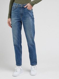 Lee Dżinsy - Tapered fit - w kolorze niebieskim rozmiar: W31/L33. Niebieskie jeansy Lee, z aplikacjami, z podwyższonym stanem. Za 144,92 zł.