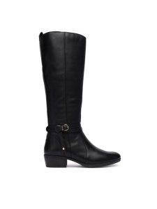 Pikolinos Kozaki W1U-9764 Czarny. Czarne kozaki Pikolinos, bez wzorów, ze skóry, bez obcasa, na płaskiej podeszwie, bez zapięcia. Za 729,99 zł.