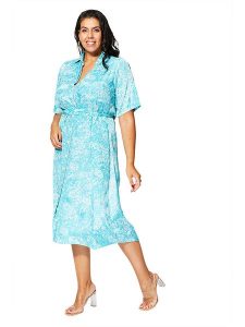 Aller Simplement Sukienka w kolorze turkusowo-białym rozmiar: 50/52. Białe sukienki Aller Simplement, na co dzień, bez wzorów, z tkaniny, bez kołnierzyka, bez ramiączek, midi, proste. Za 65,99 zł.