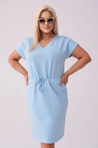 Błękitna dresowa sukienka Bianca PLUS SIZE XXL WIOSNA. Niebieskie sukienki Moda Size Plus Iwanek, na co dzień, na wiosnę, l, bez wzorów, z bawełny, eleganckie, bez kołnierzyka, plus size, bez ramiączek, midi, proste. Za 239,90 zł.