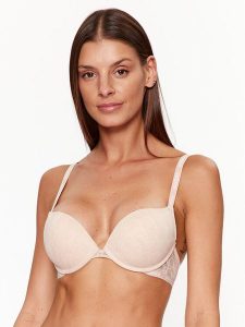 Guess Biustonosz push-up O3BC17 KBXA0 Beżowy. Brązowe biustonosze Guess, z aplikacjami, z syntetyku. Za 119,99 zł.