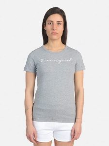 ROSSIGNOL Koszulka "Logo Rossi" w kolorze szarym rozmiar: M. Szare bluzki Rossignol, m, bez wzorów, z bawełny, bez kołnierzyka, bez ramiączek. Za 109,26 zł.