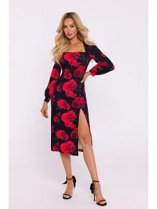 Made of emotion Sukienka w kolorze czerwono-czarnym rozmiar: M. Czarne sukienki Made Of Emotion, m, bez wzorów, bez kołnierzyka, bez ramiączek, midi. Za 267,95 zł.